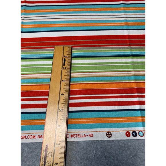 Dear Stella Nautical Stripe Cotton Fabric 24x12” Vibrant Multicolor Stripes Sewi - Picture 3 of 5
